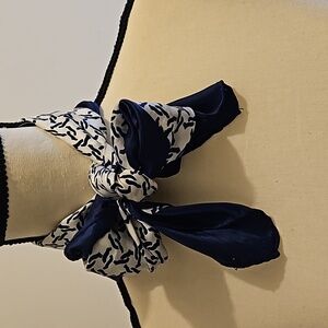 Women's Navy Blue & White  Neck Scarf Tie